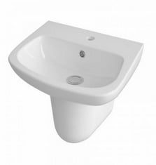 NUIE AMBROSE 450MM BASIN 1 TAP HOLE TO INCLUDE NUIE BLISS SEMI PEDESTAL - TOTAL LOT RRP £206