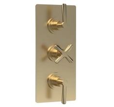 NUIE AZTEC TRIPLE THERMOSTATIC CONCEALED SHOWER VALVE WITH DIVERTER - 3 OUTLET - BRUSHED BRASS - TOTAL LOT RRP £643