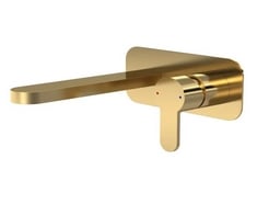 NUIE ARVAN WALL MOUNTED 2 TAP HOLE BASIN MIXER WITH PLATE - BRUSHED BRASS - RRP £348