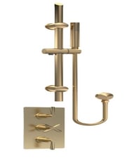 TRIPLE THERMOSTATIC SHOWER VALVE - BRUSHED BRASS TO INCLUDE SLIDE RAIL KIT - BRUSHED BRASS - TOTAL LOT RRP £761