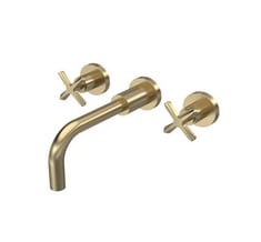 NUIE AZTEC WALL MOUNT 3 TAP HOLE BASIN MIXER - BRUSHED BRASS - RRP £280