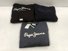 3 X CLOTHING VARIOUS MODELS AND SIZES INCLUDING NAVY BLUE PEPE JEANS SWEATSHIRT SIZE L - LOCATION 39B.