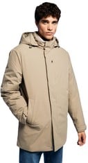 SPRINGFIELD HOODED JACKET, MEN'S JACKET, BEIGE (SAND), XXL - LOCATION 5C.