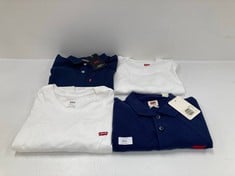 4 X LEVI'S CLOTHING VARIOUS SIZES AND STYLES INCLUDING NAVY BLUE POLO SHIRT S - FITS 46C.