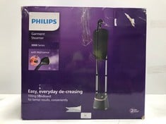 PHILIPS LAUNDRY STEAMER - 2000 W, 40 G/MIN CONTINUOUS STEAM, 3 STEAM FUNCTIONS, 2 LITRE WATER TANK, EASY DESCALING, LARGE STEAM PLATE, DARK GREY (STE3170/80) (TOTAL P.V.P 91€) - LOCATION 29A.