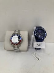 2 X WATCHES VARIOUS BRANDS AND MODELS GUANQIN SILVER RED AND BLUE GMT ( WITHOUT BOXES ) - LOCATION 10C.