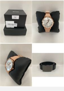 2 X BOSS ITEMS VARIOUS MODELS INCLUDING PINK WATCH MODEL HB.299.3.34.2966 - LOCATION 6C.