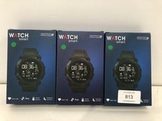 3 X SMARTWATCHES WITH BLUETOOTH, HEART RATE MONITOR, STEP COUNTER, BLOOD PRESSURE AND SEDENTARY REMINDERS