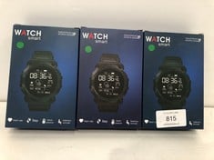 3 X SMARTWATCHES WITH BLUETOOTH, HEART RATE MONITOR, STEP COUNTER, BLOOD PRESSURE AND SEDENTARY REMINDERS