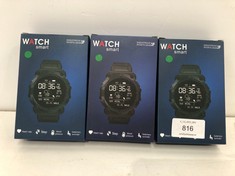 3 X SMARTWATCHES WITH BLUETOOTH, HEART RATE MONITOR, STEP COUNTER, BLOOD PRESSURE AND SEDENTARY REMINDERS