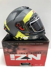 MOTORBIKE HELMET NZI GREY AND GREEN COLOUR( TOTAL P.V.P 70€)-LOCATION 45A.