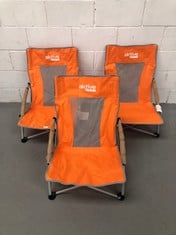 3 X AKTIVE FOLDING CHAIRS, ALUMINIUM, ORANGE, 50X51X67 CM.