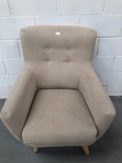 CREAM-COLOURED ARMCHAIR (LEGS ON RIGHT SIDE DO NOT SCREW IN).