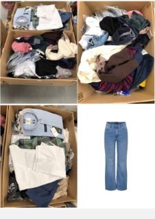 PALLET OF ASSORTED CLOTHING OF DIFFERENT BRANDS AND SIZES INCLUDING SPRINGFIELD WHITE AND BLUE SHIRT SIZE XXL.