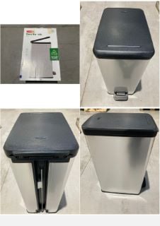 CURVER DECO BIN 40L WITH FOOT PEDAL FOR COMFORTABLE USE, BAG HOLDER RING, ANTI-FINGERPRINT, RUST-PROOF AND EASY TO CLEAN.