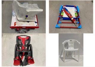 4X CHILDREN'S ITEM INCLUDING A CHILD'S BICYCLE SEAT FOR CHILDREN 9-22 KG MAX 110 CM (SOME OF THE ITEMS MAY BE BROKEN OR INCOMPLETE).