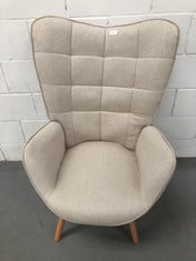 CREAM-COLOURED ARMCHAIR.