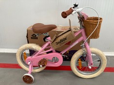 JOYSTAR GIRL'S BIKE PINK AND BROWN WITH CREAM WHEELS.