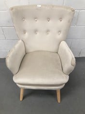 POLYESTER WOODEN ARMCHAIR BEIGE COLOUR (DIRTY).