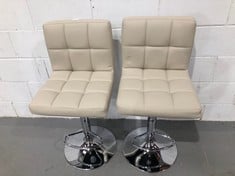 2 X CREAM COLOURED BAR CHAIRS .