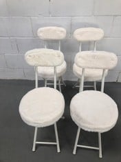 4 X WHITE LEATHER CHAIRS.