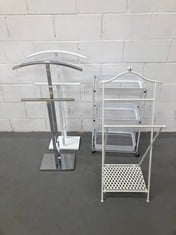 4 X ASSORTMENT OF HOUSEHOLD ITEMS INCLUDING WHITE WHEELED TROLLEY.