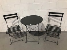 GARDEN SET CONSISTING OF TABLE AND 2 CHAIRS BLACK COLOUR (GRATED TABLE).