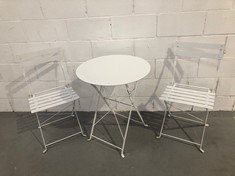 GARDEN SET CONSISTING OF TABLE AND 2 CHAIRS WHITE COLOUR (BROKEN TABLE).