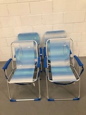 4 X AKTIVE FOLDING BEACH CHAIR, BLUE STRIPED, DIFFERENT SIZES.