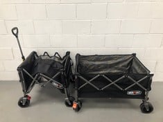 2 X OVERMONT CAMPING TROLLEYS (1 OF WHICH IS BROKEN AND WILL NOT FOLD OUT).