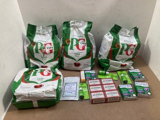 QTY OF ASSORTED ITEMS TO INCLUDE 4 X BAGS OF 1100 PG TIPS TEA: LOCATION - A1