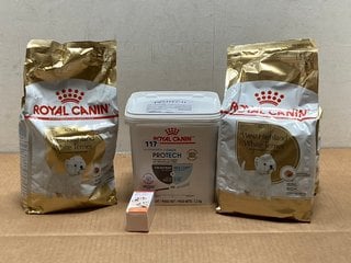 4 X ROYAL CANIN PET FOOD TO INCLUDE ADULT WEST HIGHLAND WHITE TERRIER DOG FOOD BBE: 07/07/2024: LOCATION - A2