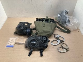 QTY OF ASSORTED MEMORABILIA ITEMS TO INCLUDE GAS MASKS: LOCATION - A3