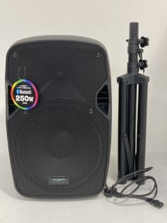 KAM 12" 250W ACTIVE SPEAKER WITH SPEAKER STAND - MODEL: RZ12ABT - RRP £179: LOCATION - FRONT BOOTH