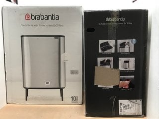 BRABANTIA BO PEDAL BIN WITH 2 INNER BUCKETS 30L IN MATTE BLACK TO INCLUDE BRABANTIA TOUCH BIN - HI WITH 2 INNER BUCKETS IN FRESH WHITE: LOCATION - A7