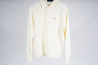 RALPH LAUREN LOOPBACK FLEECE COLLARED SWEATSHIRT IN CLUBHOUSE CREAM UK SIZE MEDIUM - RRP £169: LOCATION - FRONT BOOTH