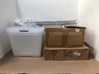 4 X ASSORTED HOUSEHOLD ITEMS TO INCLUDE 2 X PLASTIC CLEAR STORAGE TUBS: LOCATION - B13