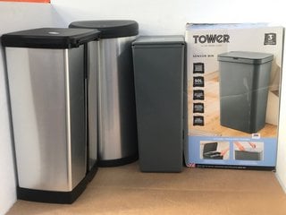 4 X KITCHEN BINS TO INCLUDE TOWER 50L SENSOR BIN: LOCATION - B1O