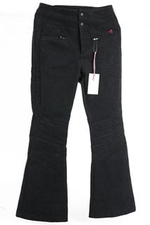 PERFECT MOMENT WOMENS AURORA CORDUROY HIGH WAIST FLARED SKI PANTS IN BLACK UK SIZE L - RRP £461: LOCATION - FRONT BOOTH