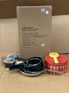 QTY OF ASSORTED JOHN LEWIS & PARTNERS HOUSEHOLD ITEMS TO INCLUDE VARIOUS STAINLESS STEEL PANS: LOCATION - B6