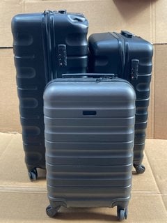 JOHN LEWIS & PARTNERS SET OF 3 HARD SHELL WHEELED COMBINATION LOCK SUITCASES IN GRAPHITE: LOCATION - B5