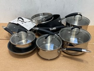 QTY OF ASSORTED JOHN LEWIS & PARTNERS PANS TO INCLUDE THE PAN 24CM SAUTE PAN WITH LID: LOCATION - B4