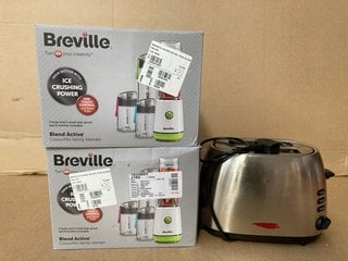 2 X BREVILLE BLEND ACTIVE FAMILY BLENDERS TO ALSO INCLUDE JOHN LEWIS & PARTNERS 2 SLICE TOASTER IN BRUSHED STAINLESS STEEL: LOCATION - B1