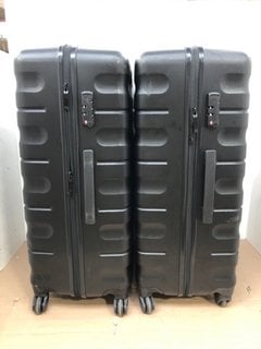 2 X JOHN LEWIS & PARTNERS LARGE HARD SHELL WHEELED COMBINATION LOCK SUITCASES IN BLACK: LOCATION - C0