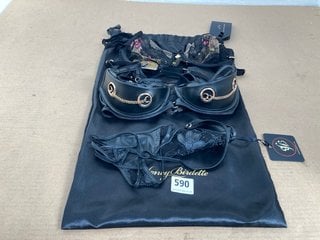 4 X ASSORTED WOMENS HONEY BIRDETTE LINGERIE ITEMS TO INCLUDE CLAIRE CONTOUR FAUX LEATHER CHAIN BRA IN BLACK - UK 32DD - RRP £110.00: LOCATION - C3