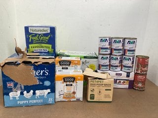 QTY OF ASSORTED PET ITEMS TO INCLUDE BOX OF BUTCHERS GRAIN FREE PUPPY PERFECT DOG FOOD - BBE 10/26: LOCATION - C3