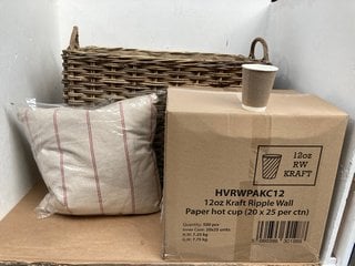 4 X ASSORTED ITEMS TO INCLUDE BOX OF 12 OZ KRAFT RIPPLE WALL PAPER HOT CUPS: LOCATION - C3