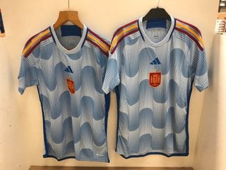 2 X ADIDAS SPAIN AWAY JERSEY 24 IN BLUE UK SIZE M: LOCATION - A1