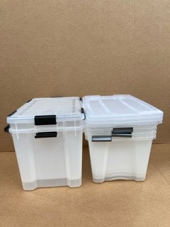 2 X BOXES OF PLASTIC STORAGE BOXES WITH LIDS: LOCATION - C11