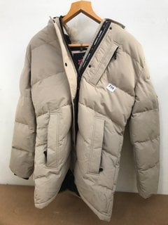 ZAVETTI CANADA FAUX FUR LONGLINE PUFFER COAT IN CREAM - UK L: LOCATION - C15